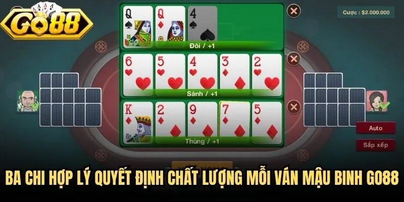 Ba chi hợp lý quyết định chất lượng mỗi ván mậu binh Go88