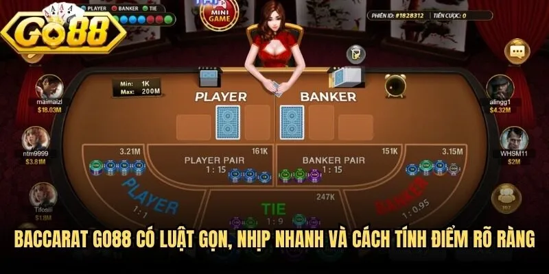Baccarat Go88 có luật gọn, nhịp nhanh và cách tính điểm rõ ràng