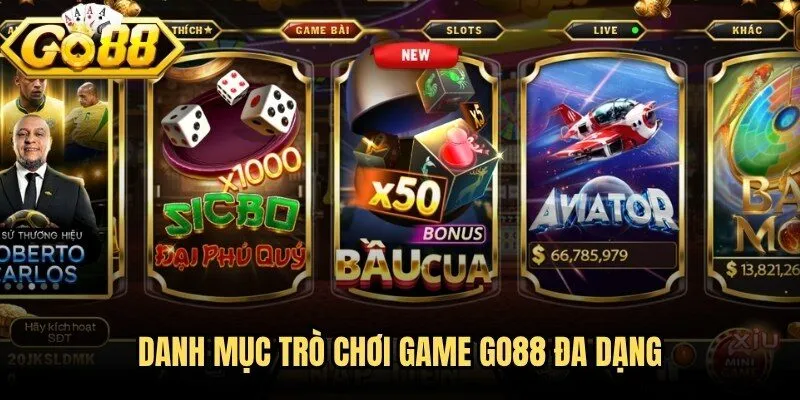 Danh mục trò chơi game Go88 đa dạng