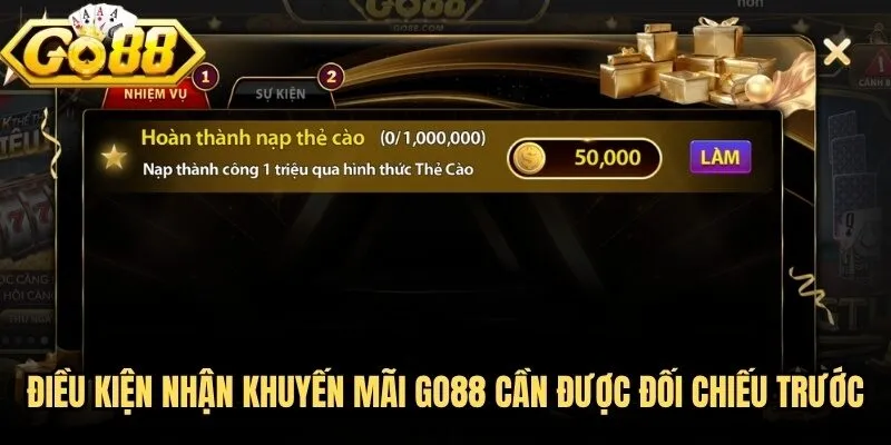 Khuyến mãi Go88 - Cập nhật quyền lợi nổi bật năm 2026 1 Điều kiện nhận khuyến mãi Go88 cần được đối chiếu trước
