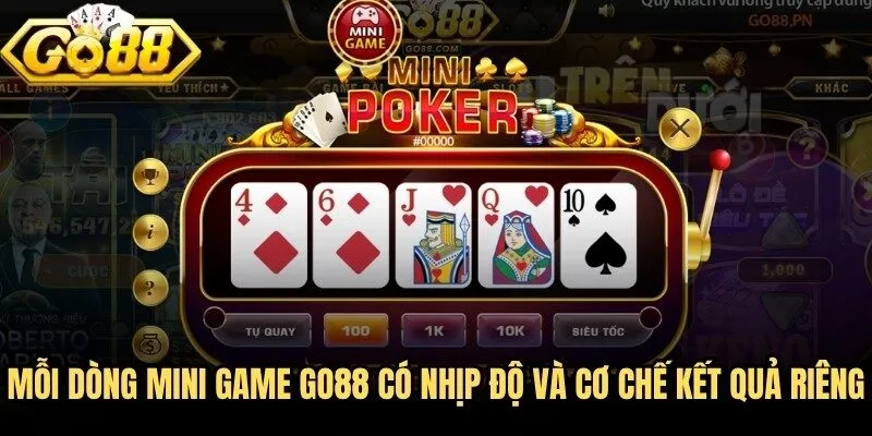Mini game Go88 - Khám Phá Game Nhanh Và Cách Chơi Hiệu Quả 3 Mỗi dòng mini game Go88 có nhịp độ và cơ chế kết quả riêng