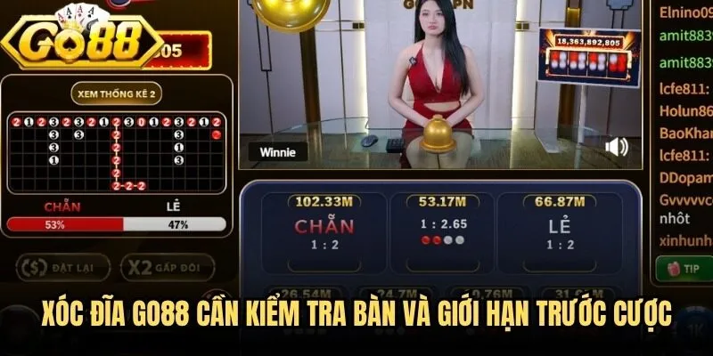 Xóc đĩa Go88 cần kiểm tra bàn và giới hạn trước cược